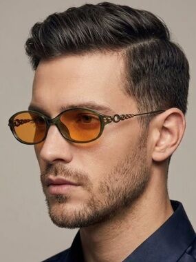 Vintage Dior CD 3033 Green Orange Cabochon Gem Sunglasses Custom Orange Lens Set